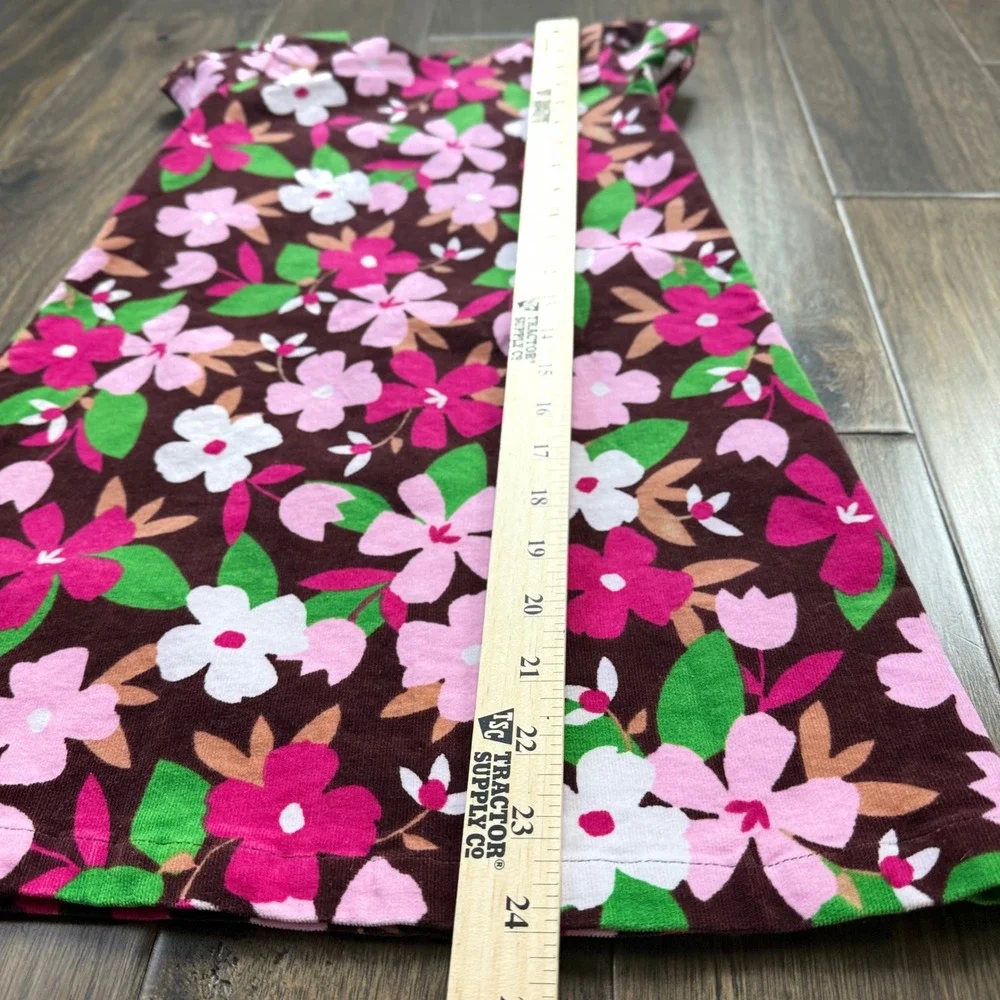Gymboree Floral Corduroy Dress Kids 5T Brown EUC Short Sleeve A-Line School